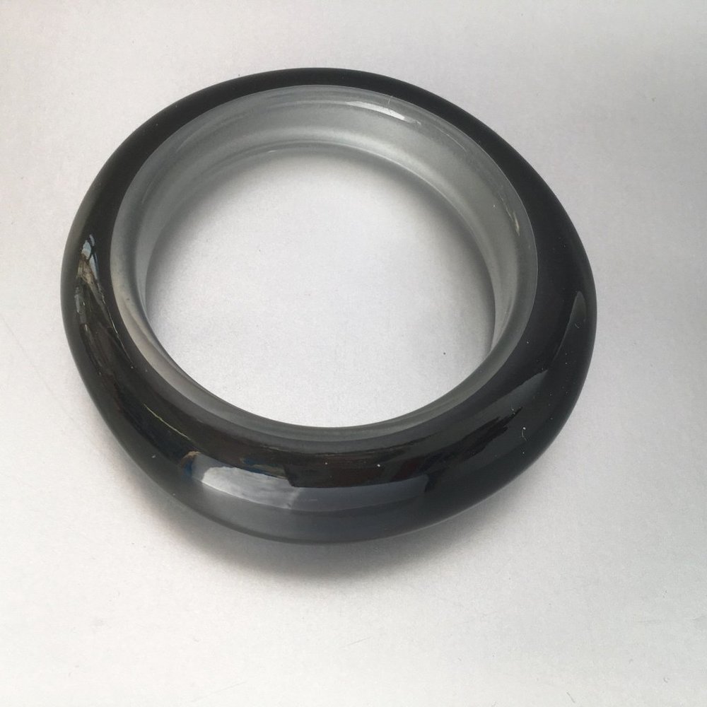 Translucent Gray Resin Asymmetrical Bangle Bracel… - image 1